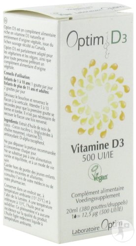 Optim D3 Vitamine D 500UI Par Goutte Végan Flacon 20ml