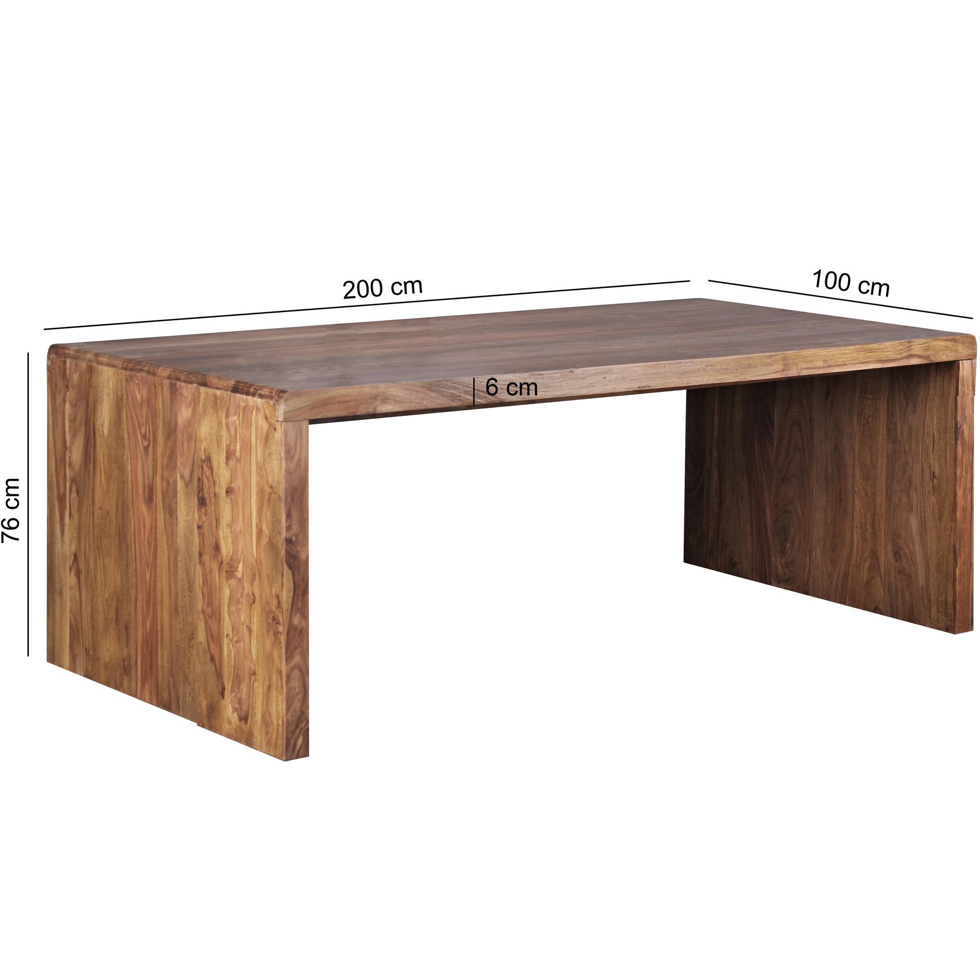 FineBuy Design Schreibtisch Natur Sheesham Massivholz Bürotisch Computertisch
