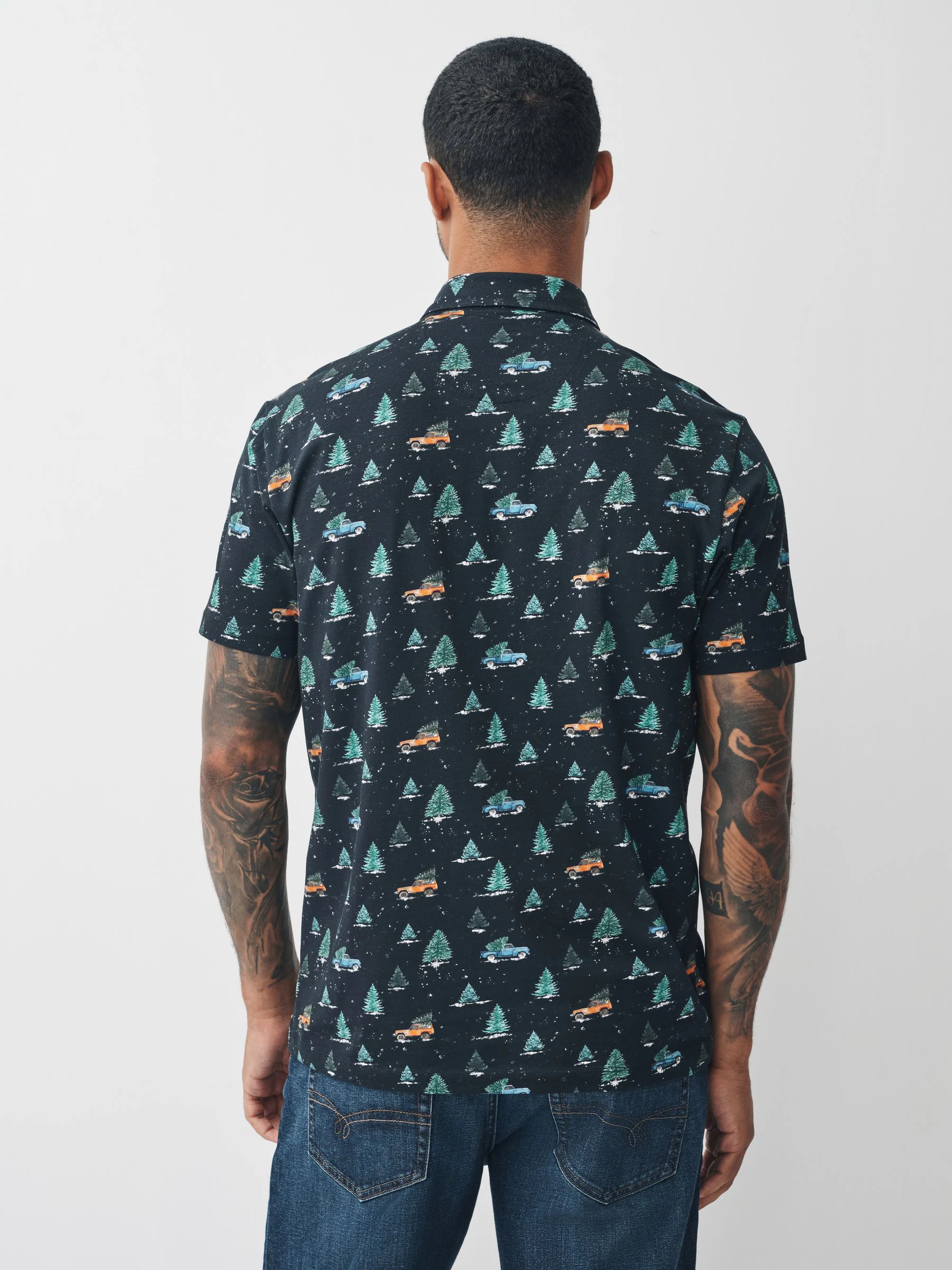 Antracietgrijs met autoprint - Kerstpoloshirt