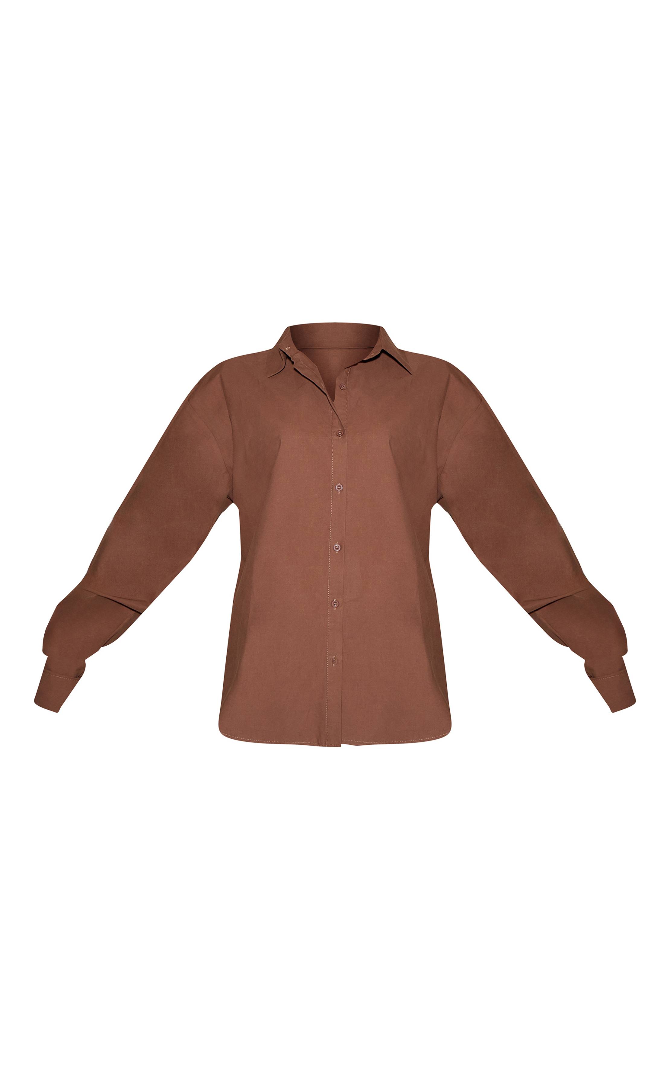Chocolat Chemise En Coton Cintrée À Boutons Multiples