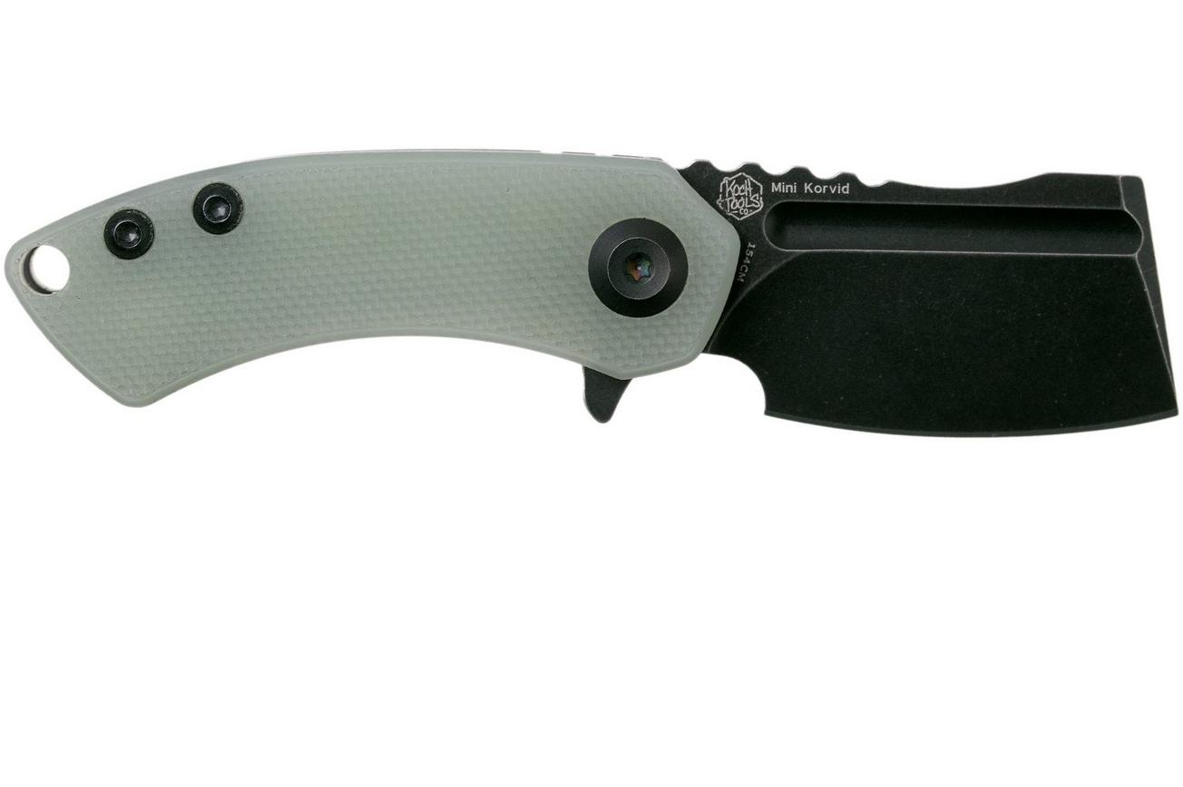 Kansept Mini Korvid T3030A4 Blackwashed, Natural G10 zakmes, Justin Koch design