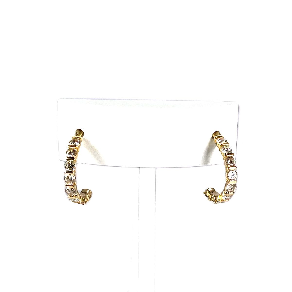 Boucles d'oreilles clous d'occasion or 750 jaune diamants