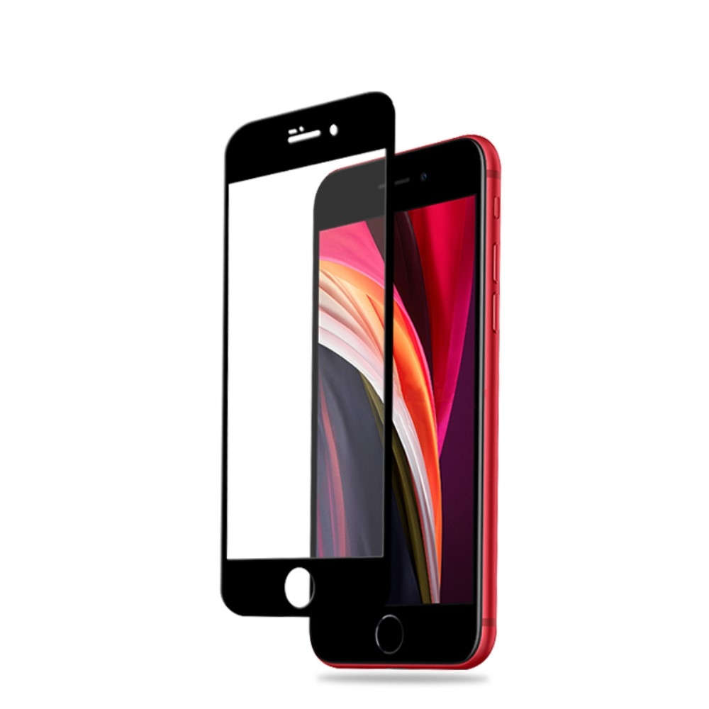 iPhone SE (2022/2020) / 8 / 7 ThinQ Vollbild Panzer Glas Display Rahmen - Schwarz