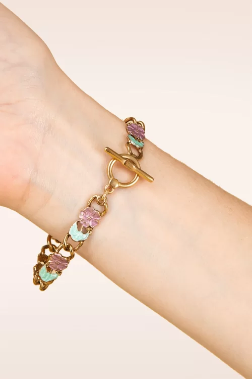 Urban Hippies Vintage Garland armband in lila en turquoise