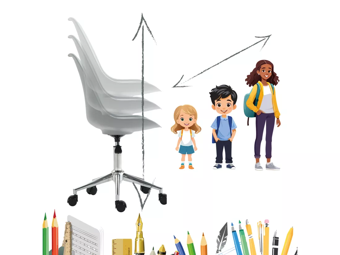 SVITA EDDY chaise de bureau pour enfants chaise pivotante chaise de bureau pour enfants gris
