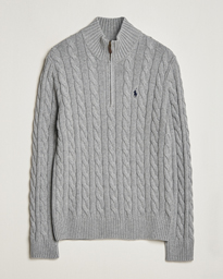 Polo Ralph Lauren Cotton Cable Half Zip Fawn Grey Heather