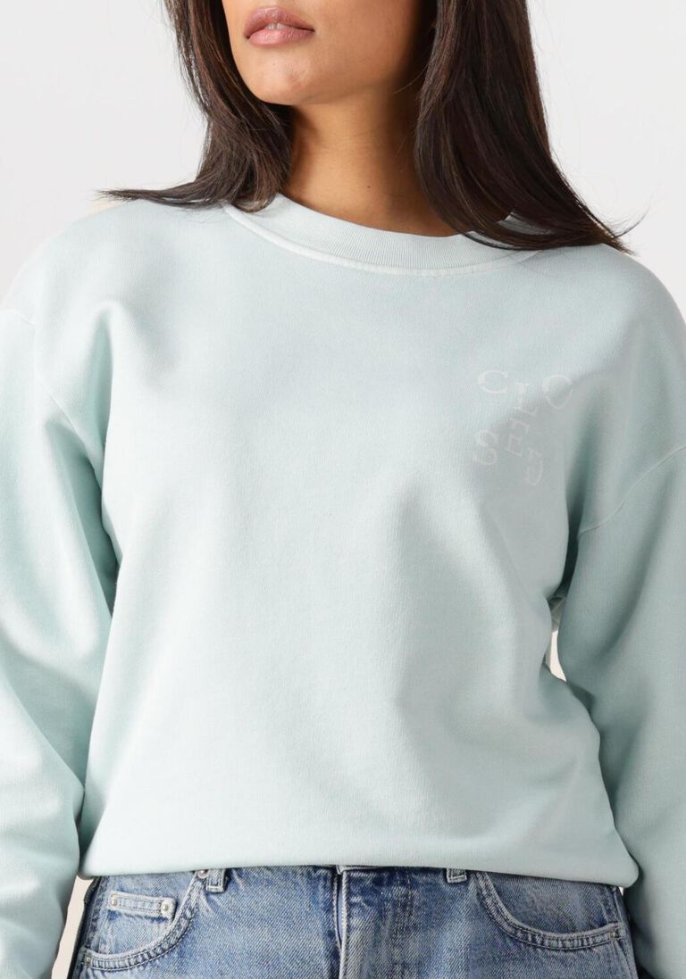 lichtblauwe closed sweater printed sweatshirt