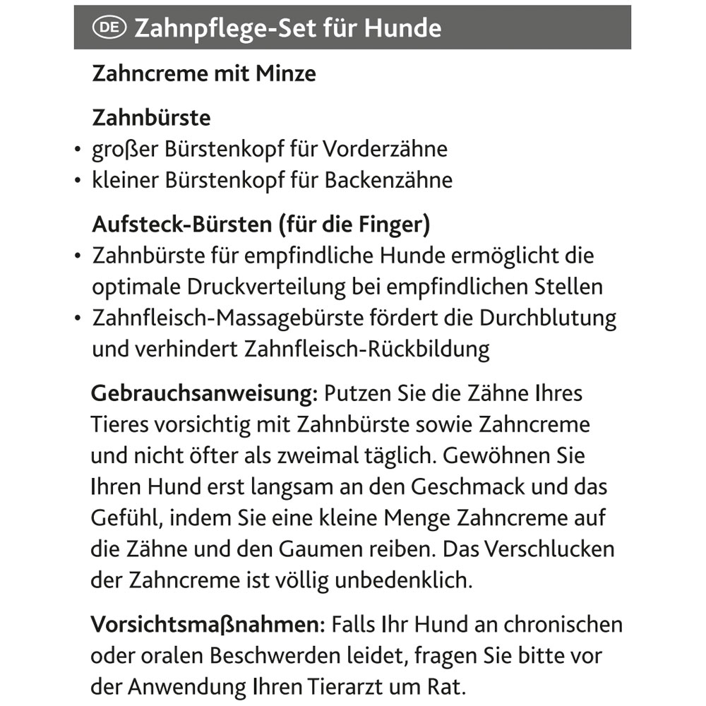 (4-tlg. Set) Zahnpflege Kit mit Minze Zahncreme und Zahnbürsten für Hunde (2561)