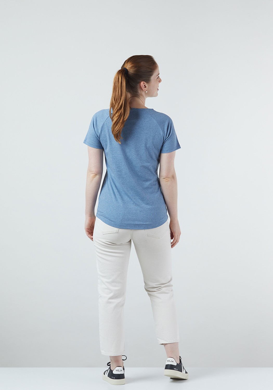 WE ARE ZRCL Damen Raglan T-Shirt Basic Melange Silver Blue