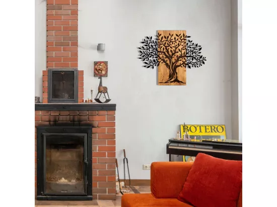 Décoration murale en métal et bois Arbre 72 x 58 cm