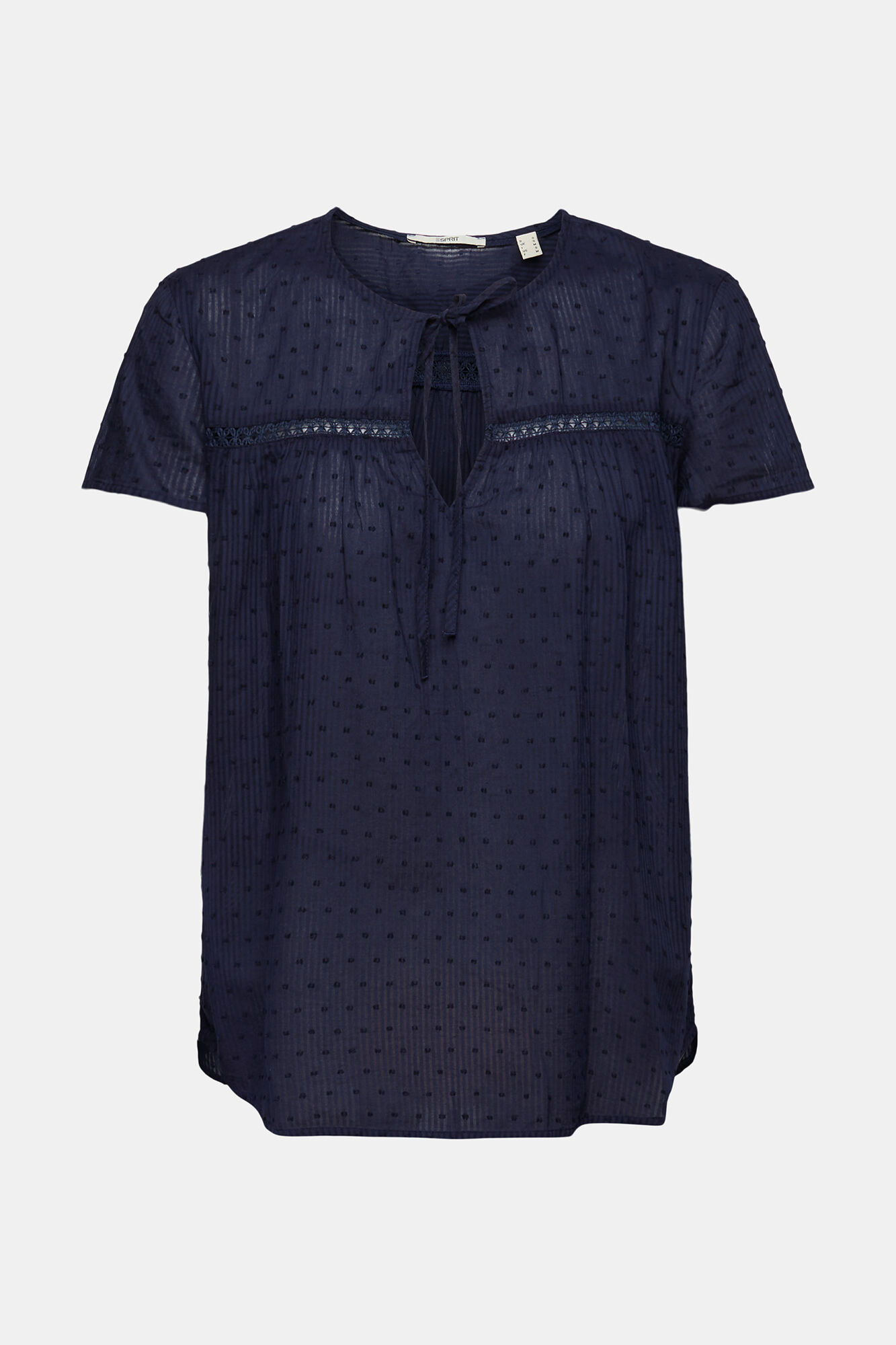 Blusa folgada de algodão com amarração - Azul marinho