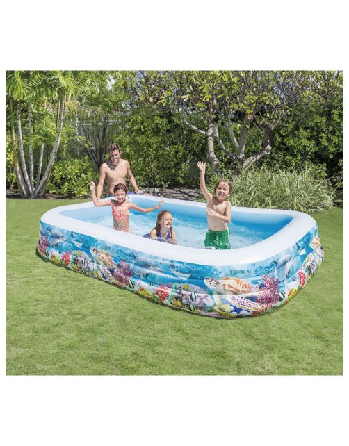 Intex Tropisch Zwem Paradijs - Easy Set Baden - 305x183x56 cm 1020 l Blauw Wit