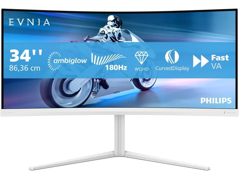 Philips Monitor 34M2C5501A/00 WQHD Gaming-Monitor mit geschwungenem Rahmen und 180 Hz Refresh-Rate