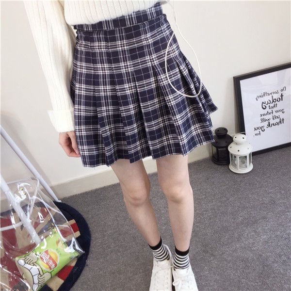 CosmoCorner - Geruite minirok met hoge taille en plooien