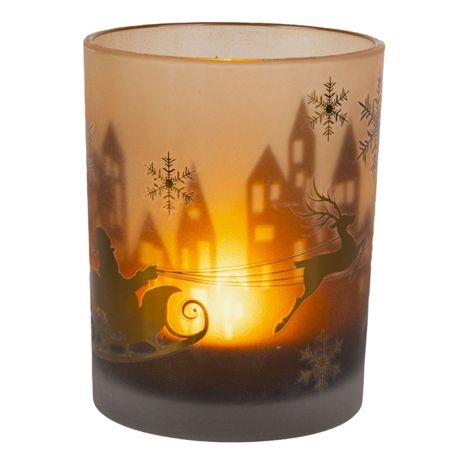 Windlicht - Rentierschlitten - braun - ca. 10 x 12,5 cm