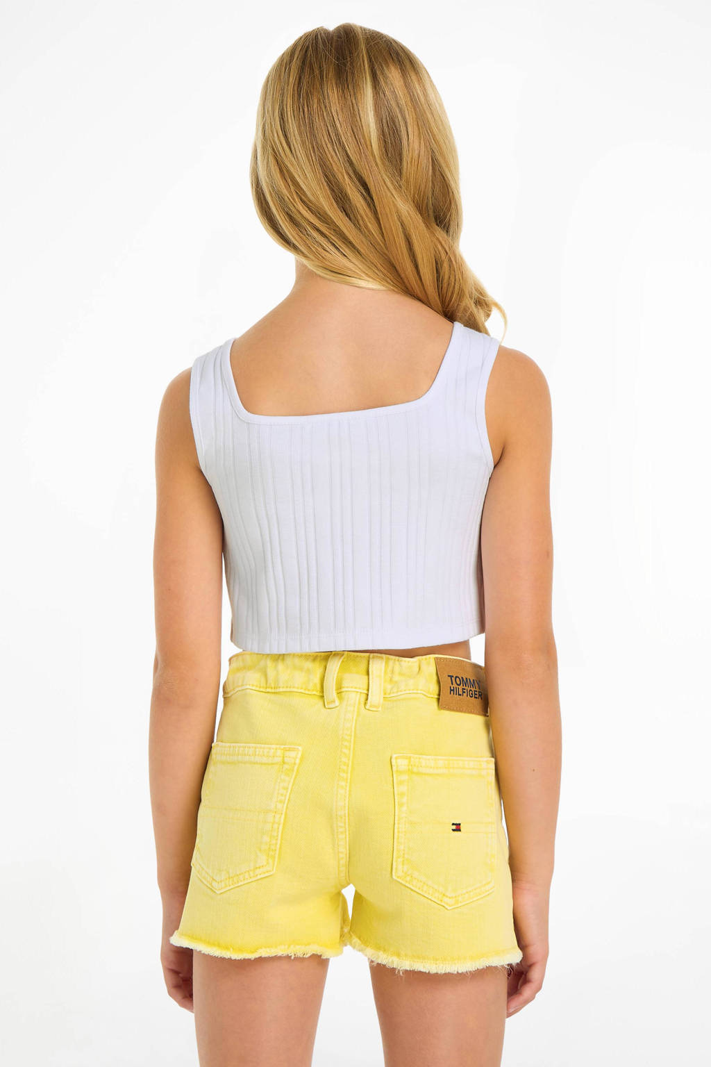 Tommy Hilfiger top met tekst wit/lichtroze