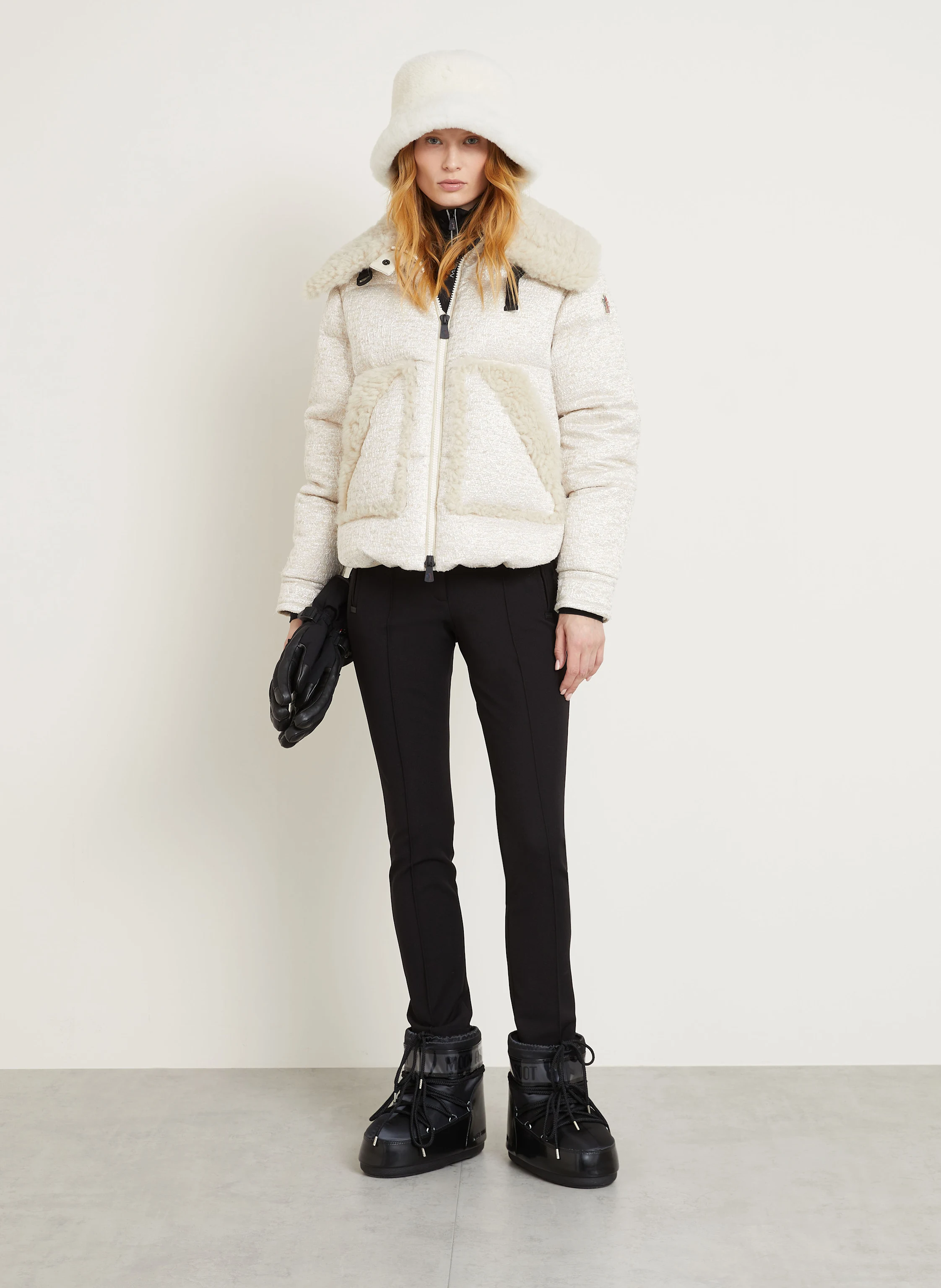 MONCLER GRENOBLE Bouclé-Daunenjacke STOWE mit Glitzergarn