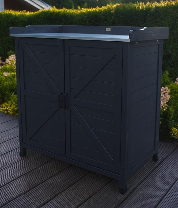 Habau Holz-Gartenschrank Roger, anthrazit, ca.