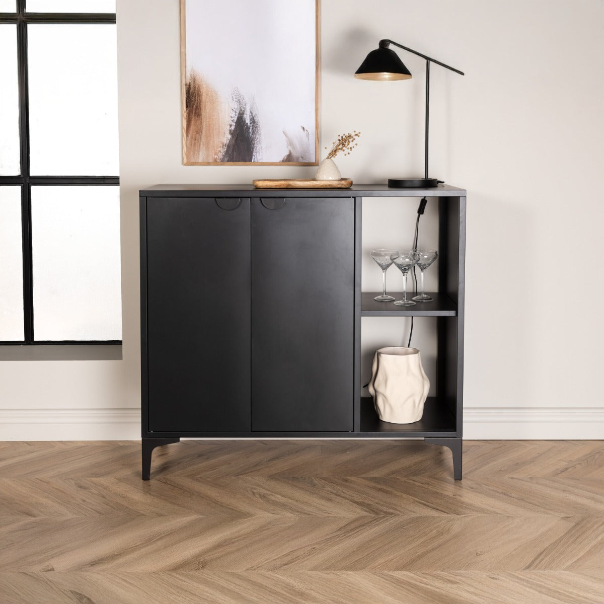 FjÃ´rd - Dressoir Zwart Staal - 110x42x100cm - Piring
