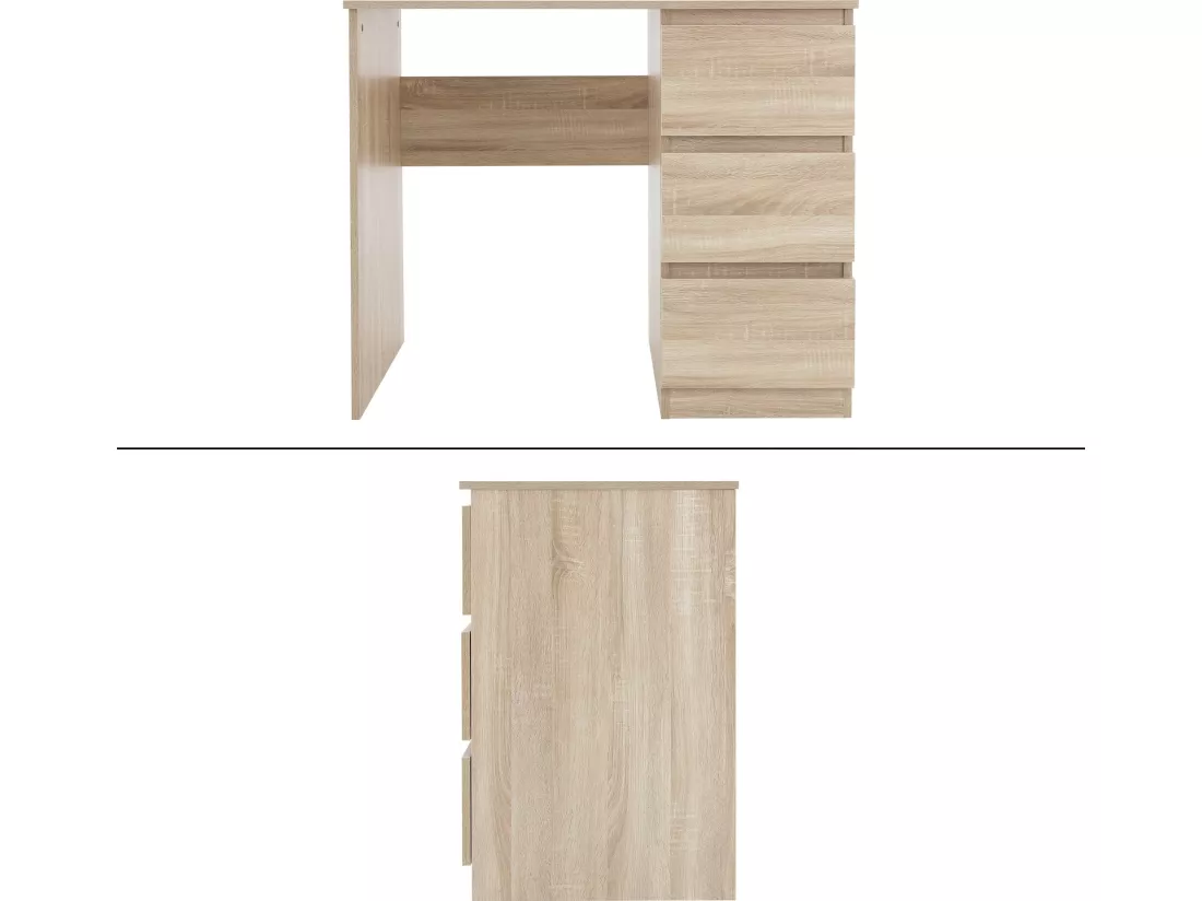 Bureau informatique avec 3 tiroirs MDF chêne Sonoma ML-DESIGN