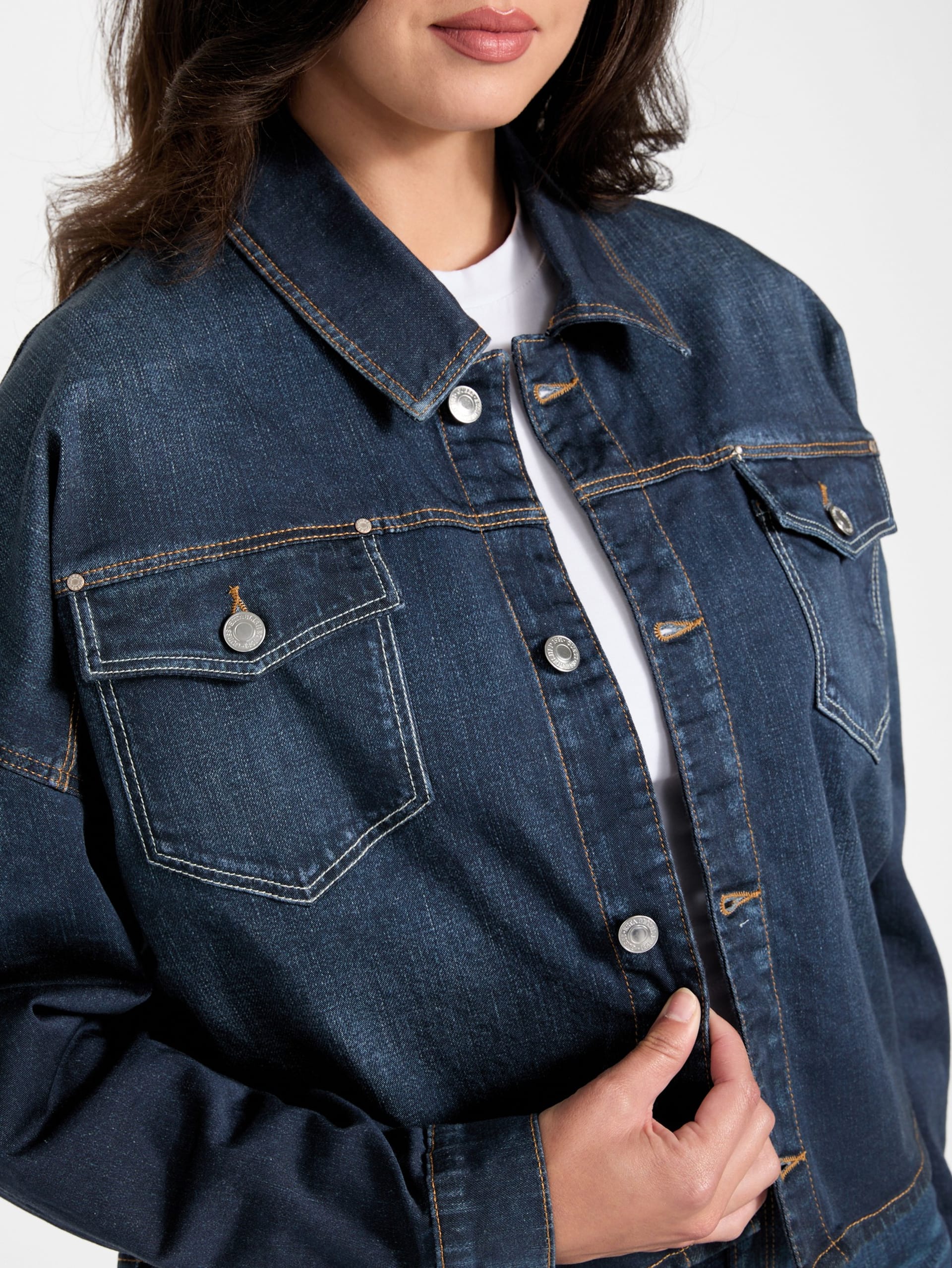 Jaqueta jeans ecológica estilo faroeste