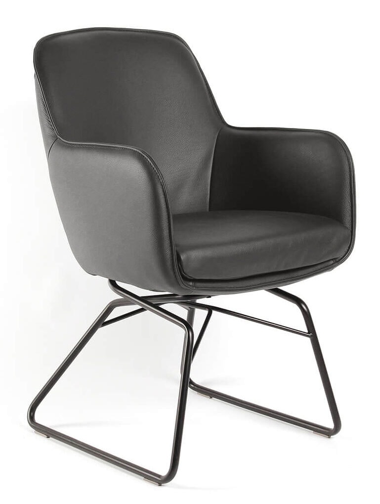 WK WOHNEN Esszimmerstuhl Leder Nightgrey