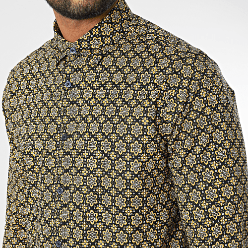 Chemise Manches Longues 7716 Noir Jaune