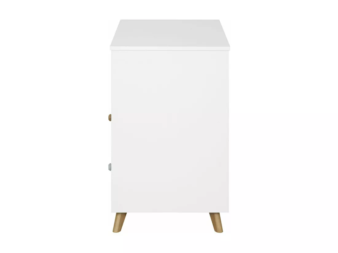 Commode 2 tiroirs bébé mdf blanc et bois KOMBU