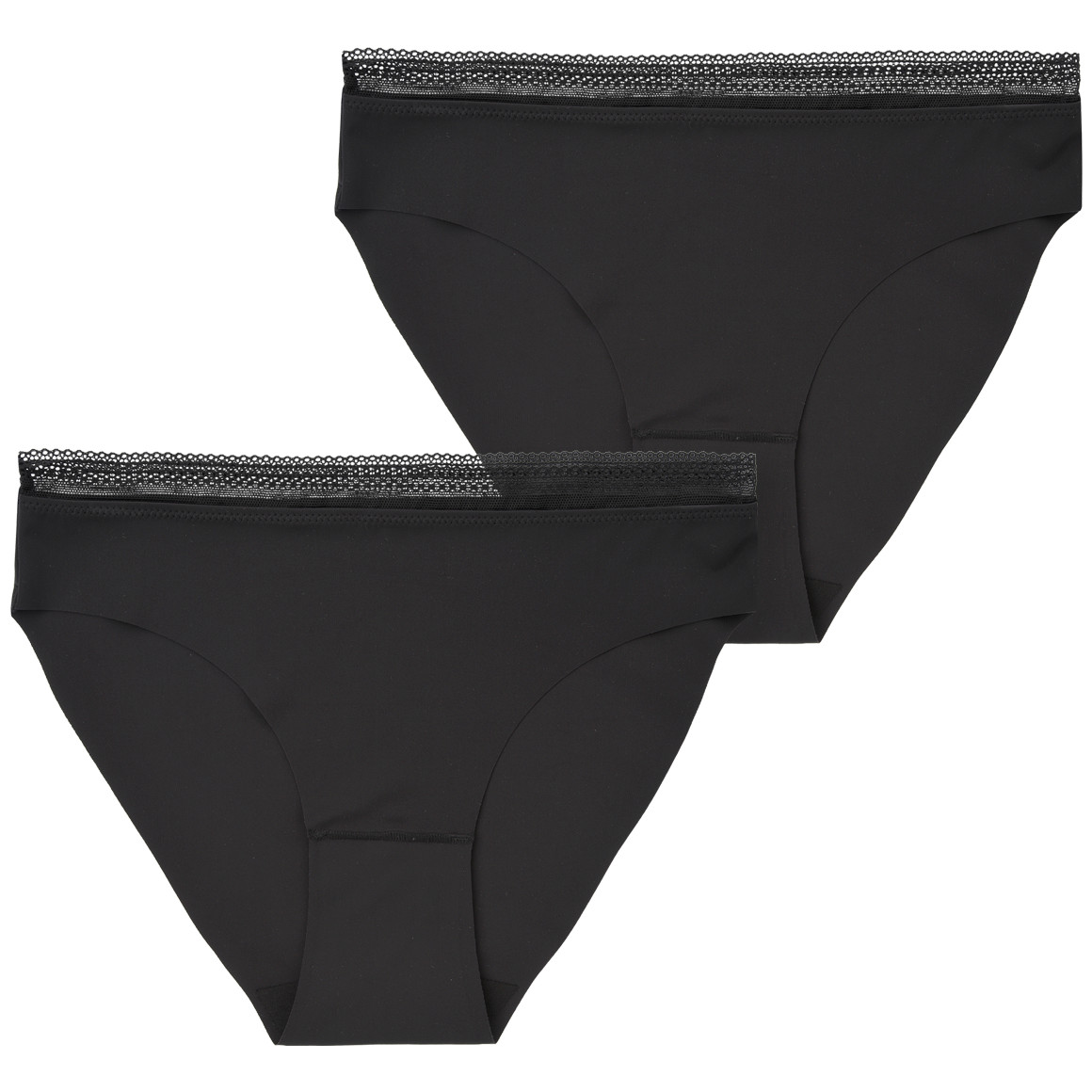 Gina Benotti 2 Damen Seamless-Slips mit Spitze schwarz