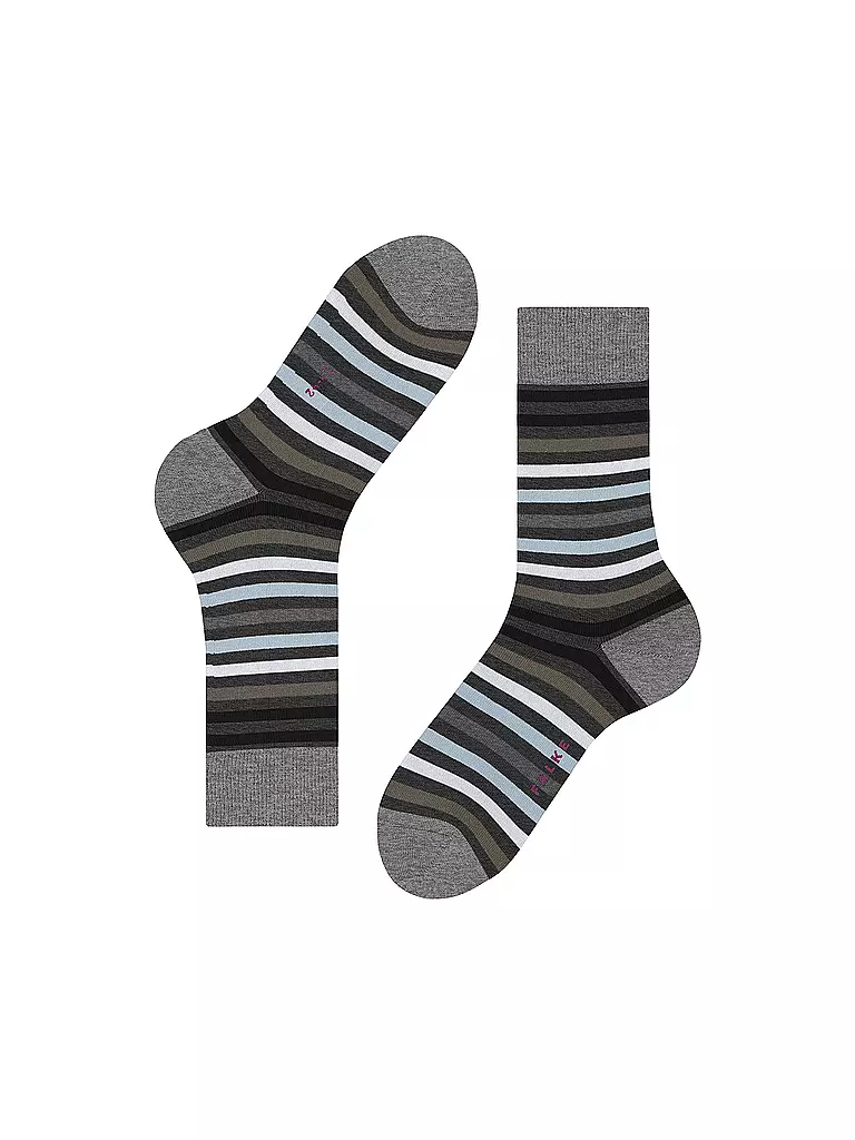 FALKE Socken TINTED STRIPE asphalt mel hellgrau