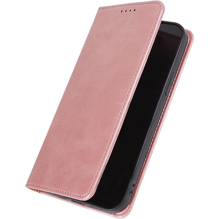 iPhone 16e Leder Tasche Flip Cover mit Kartenfächer im Vintage Look - Roségold