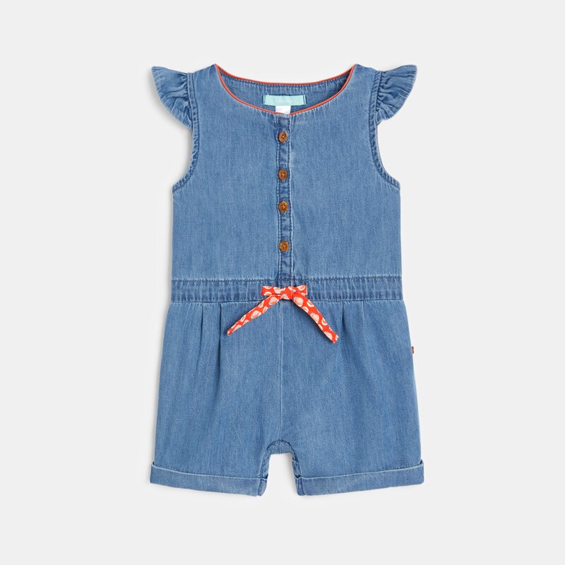 Combi courte en jean bleu bébé fille Bleu