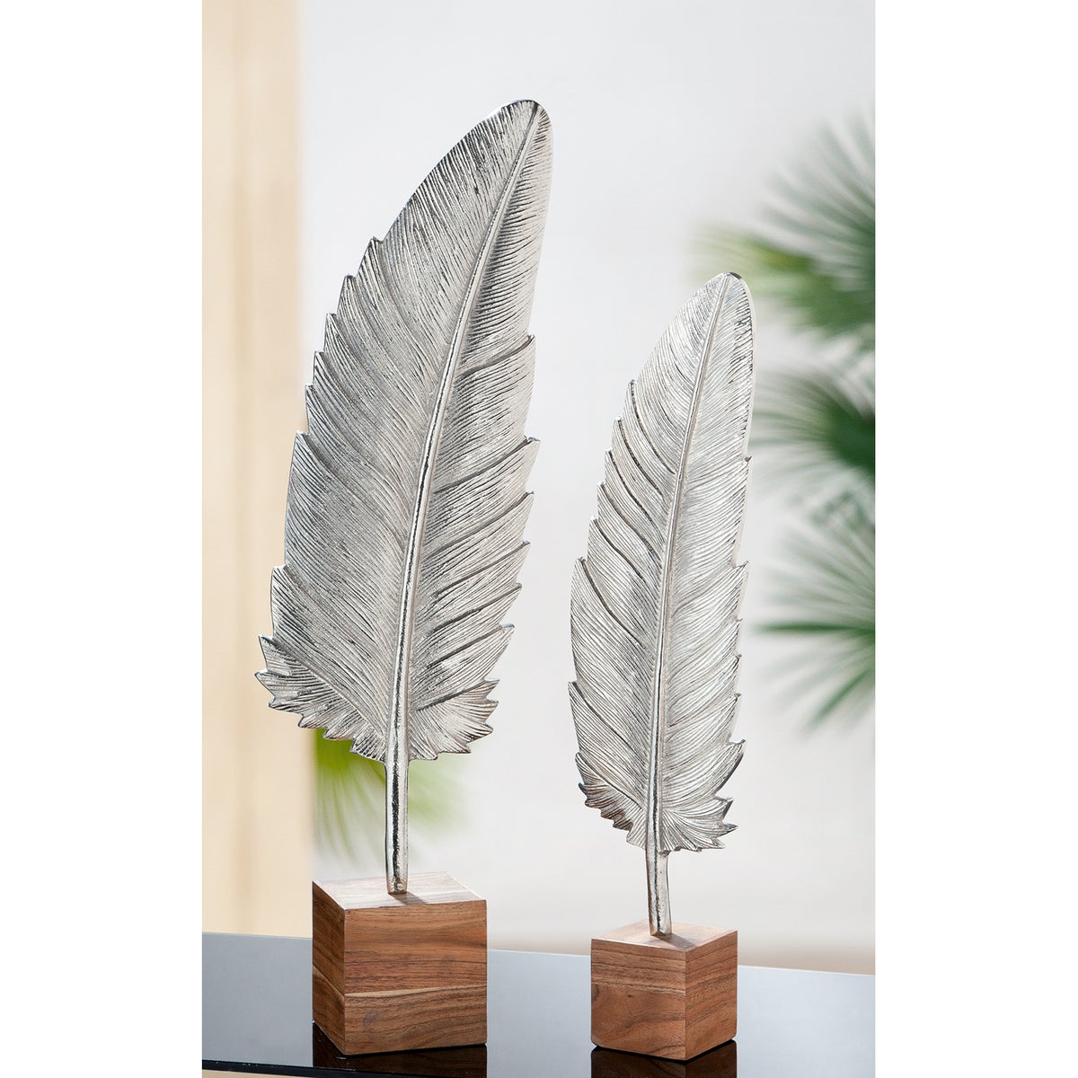 Sculptuur GILDE Decoratie Hoogte 53cm Breedte 14cm Zilverkleurig Aluminium