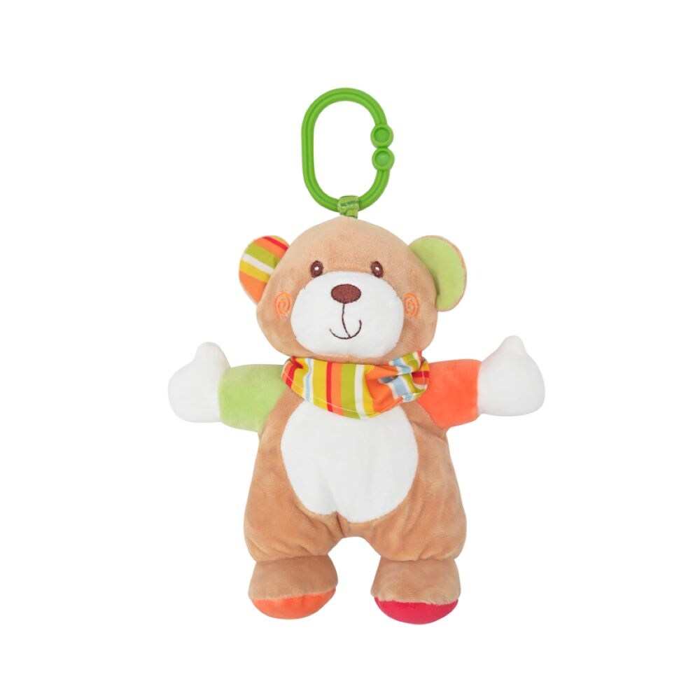 Lorelli Baby Kuscheltier Plüsch Greifling, C-Ring, auffällige Farben, ab Geburt beige