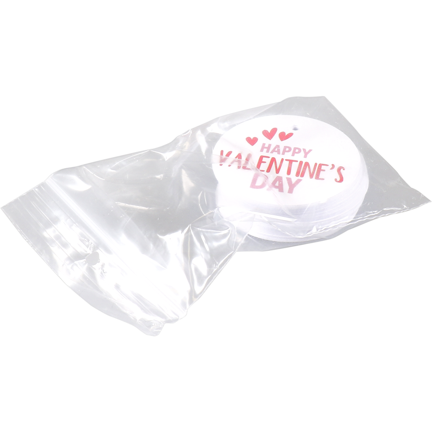 Label, kraftpapier, Happy Valentine’s Day, Ø5cm, roze/rood