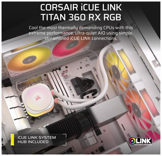 Corsair iCUE LINK TITAN 360mm RX RGB CPU-vandkøler (hvid)