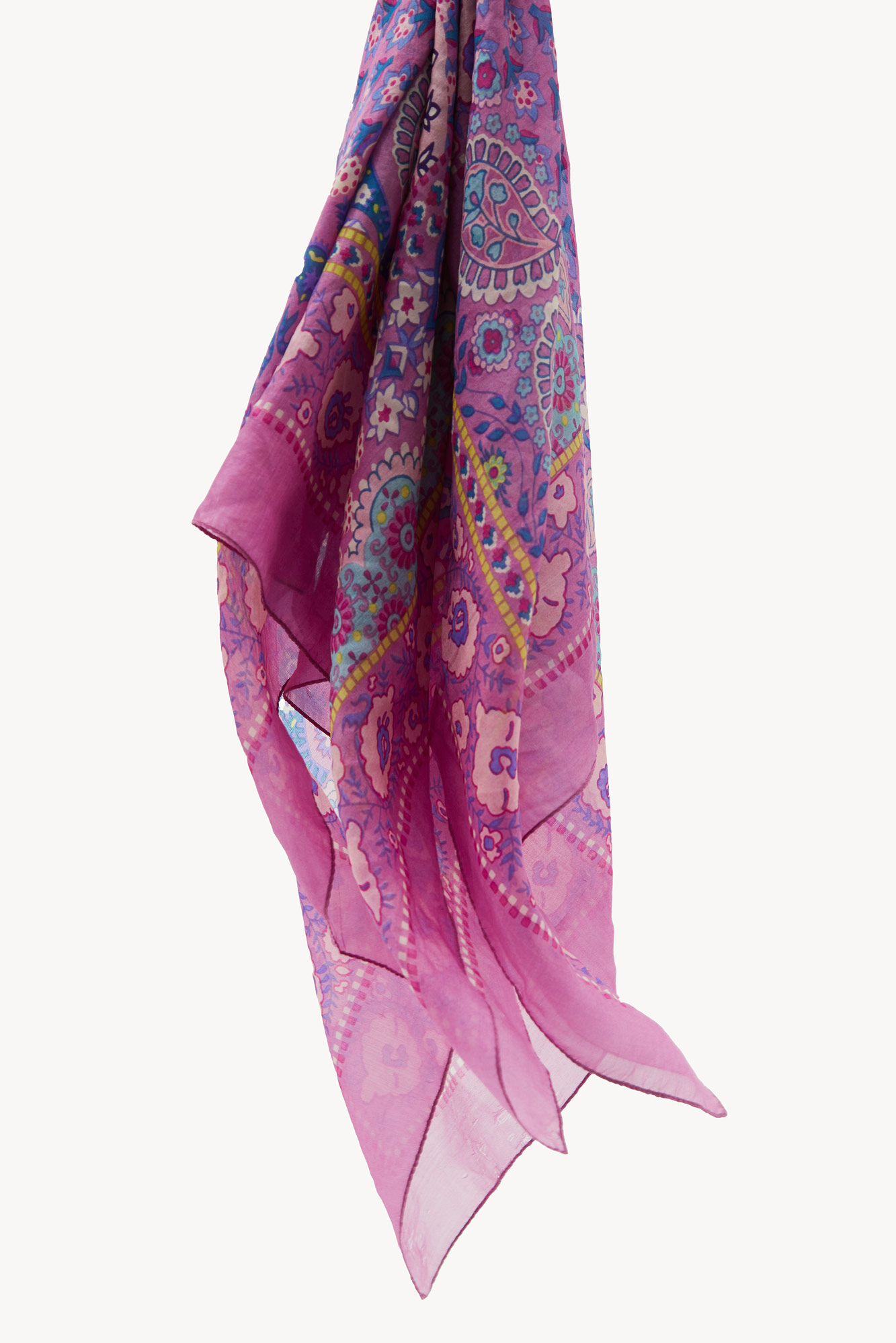 Lenço de seda estampado Zaida - Rosa