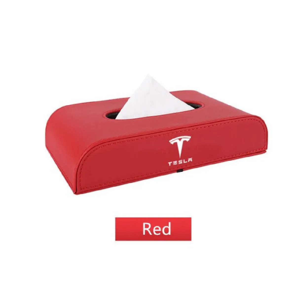 Universal Boîte de serviettes cuir pour Tesla - Rouge