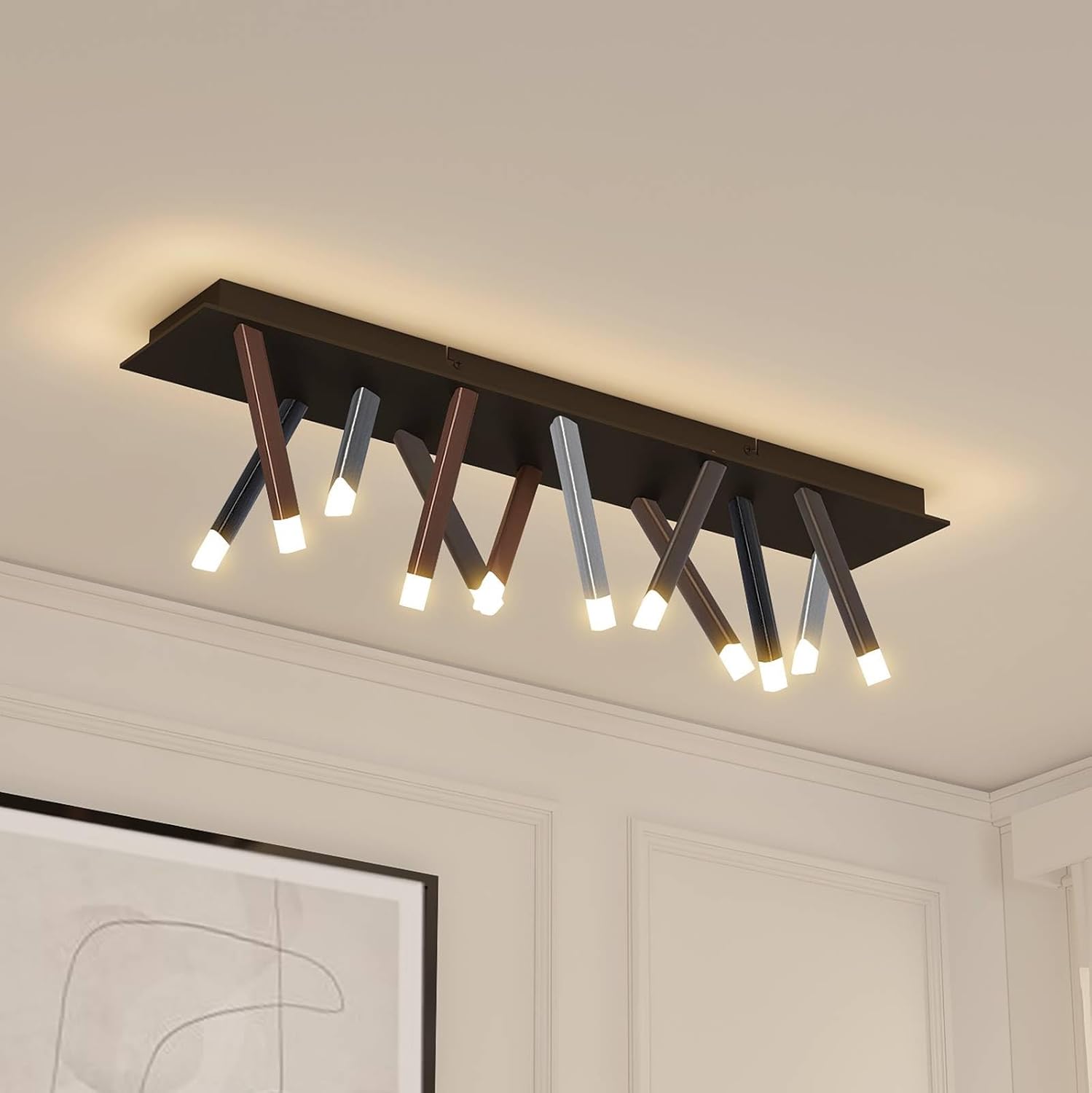 Lucande LED Deckenleuchte Stoika dimmbar (Modern) in Schwarz aus Metall (12 flammig,) - Lampe Deckenlampe Wohnzimmerleuchte
