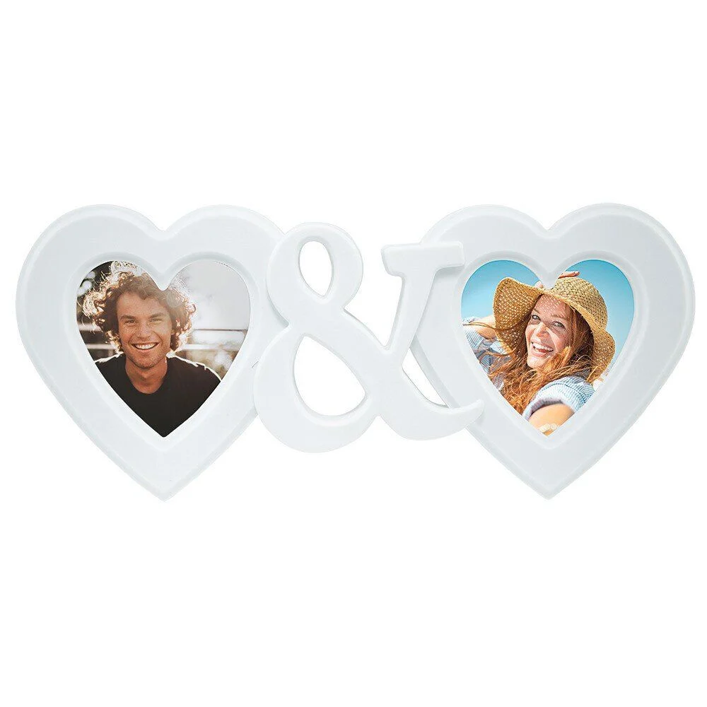 Cadre photo coeur blanc pour 2 photos