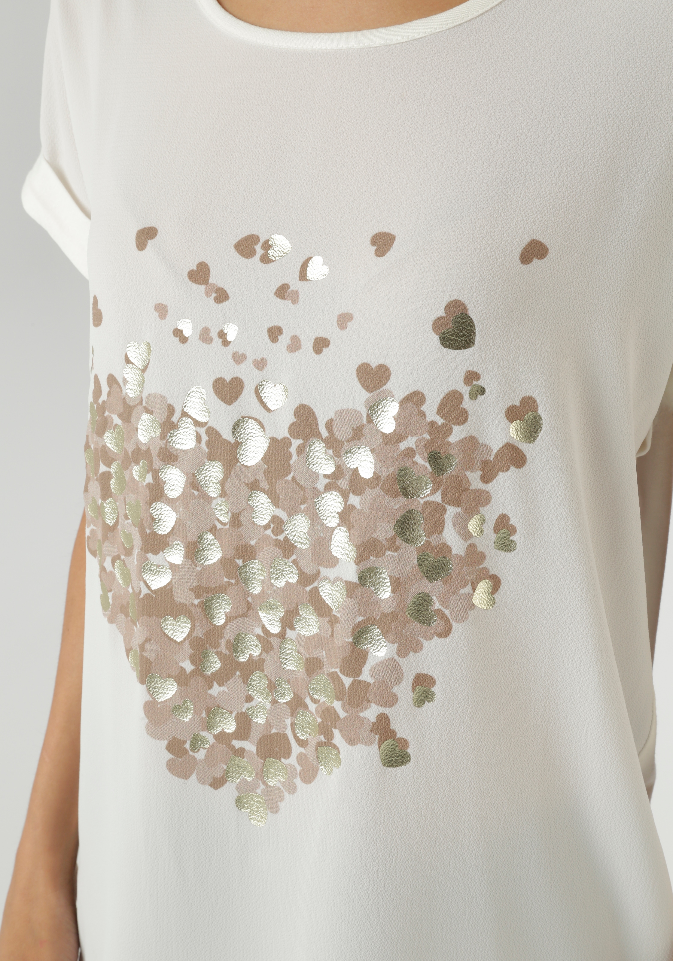 Aniston SELECTED Shirtbluse , mit glänzenden, goldfarbenen Herzen bedruckt - NEUE KOLLEKTION