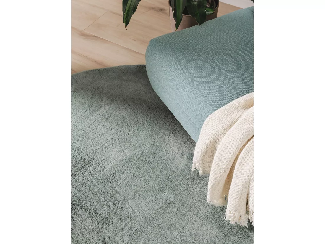 Tapis en fausse fourrure Furry Vert ø 160 cm rond