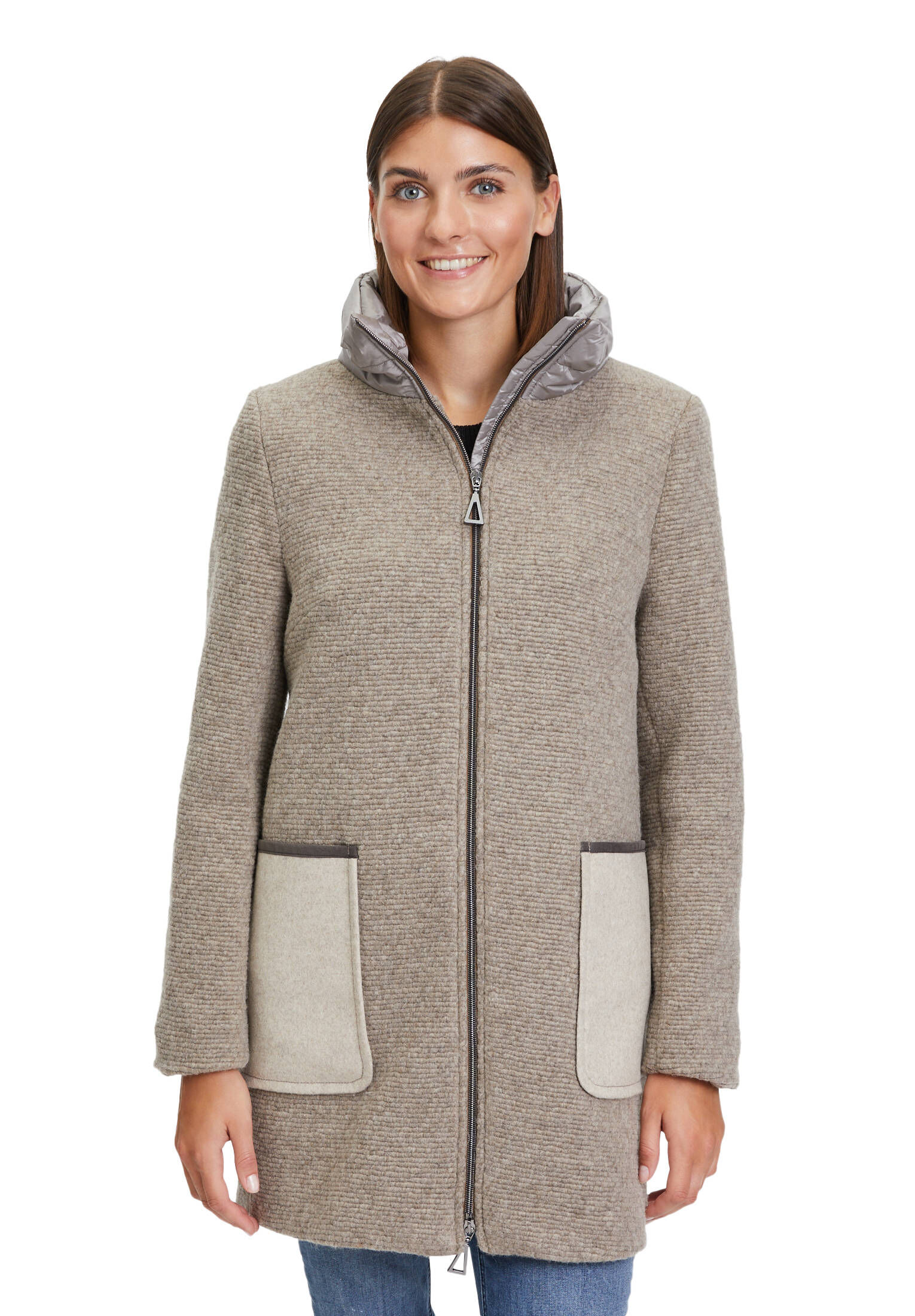 Amber & June| Damen Jacke mit Wolle und Stehkragen