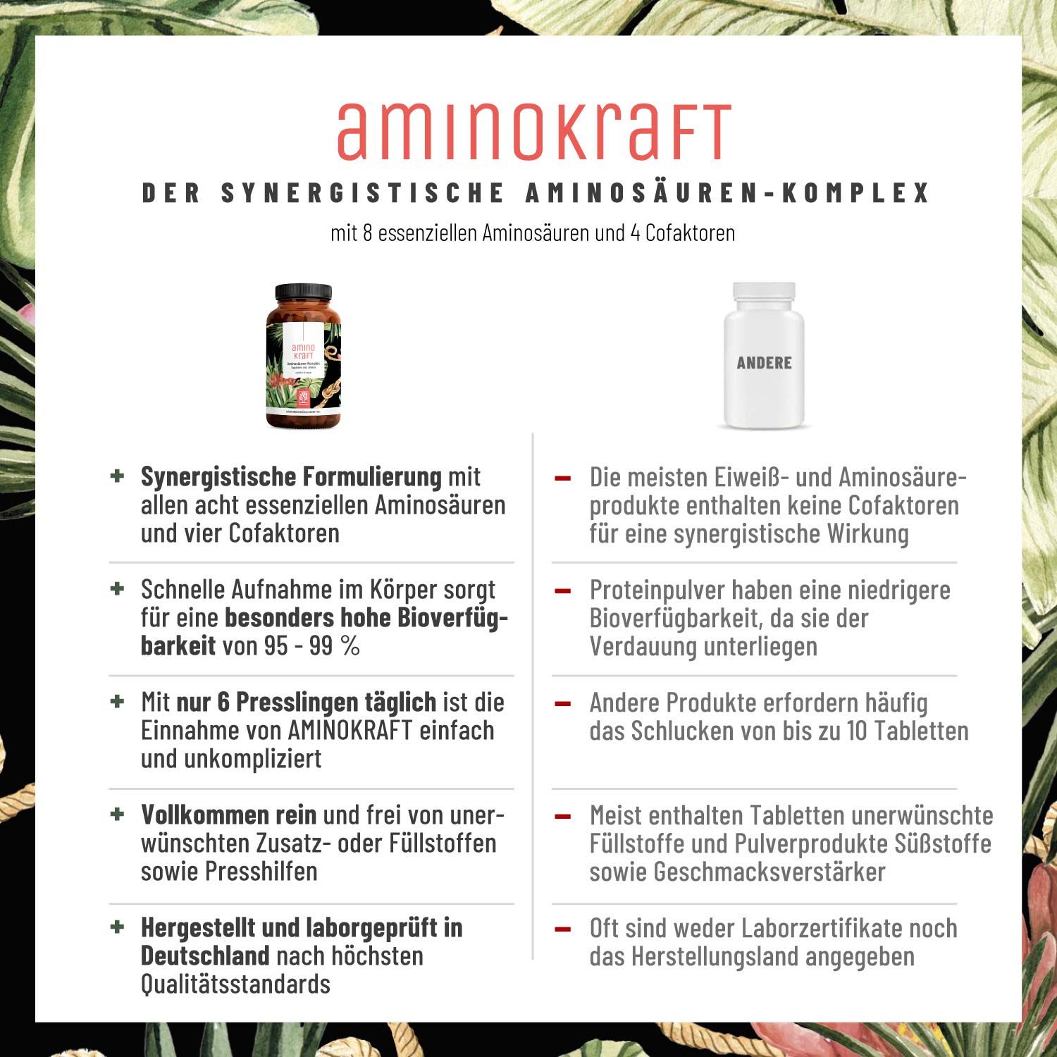 Aminosäuren Komplex hochdosiert vegan - Aminokraft - NATURTREU®