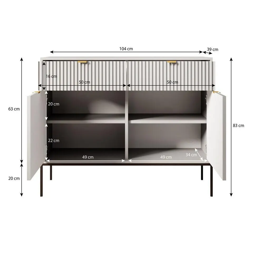 Meubella - Dressoir Navil - Zwart - 104 cm