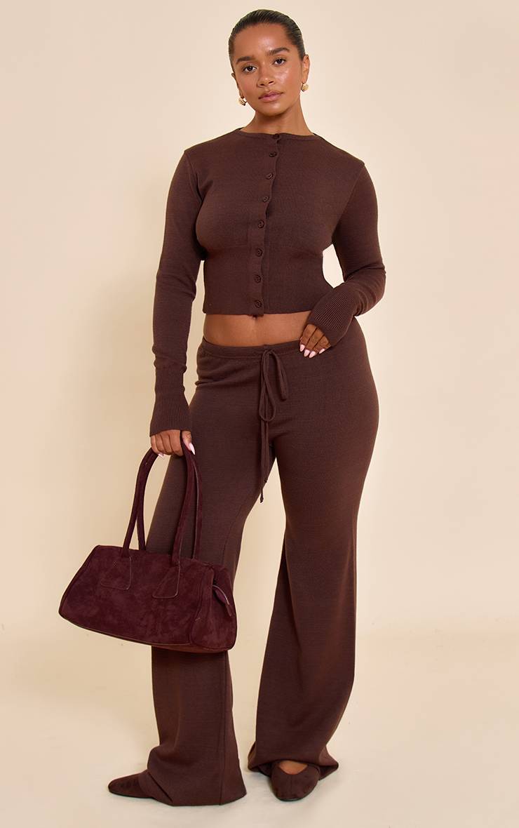 Chocolat Cardigan Côtelé Large À Boutons En Maille Shape