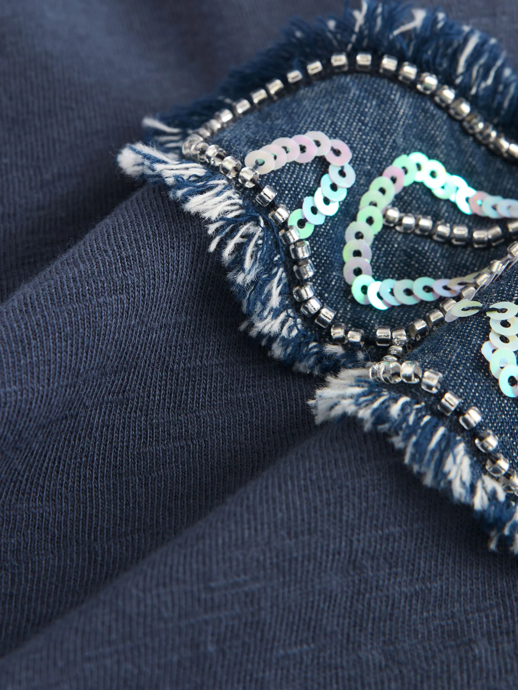 Blauw - T-shirt met vlinderprint en pailletten (3-16jr)