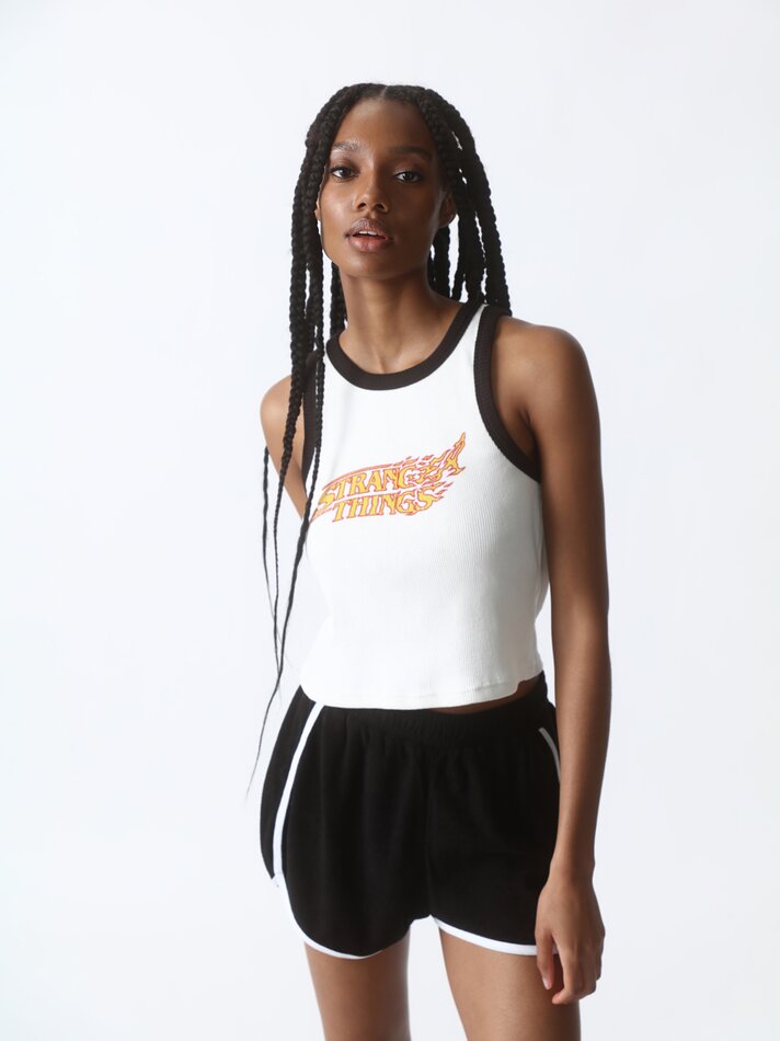 Camiseta canelada Stranger Things Netflix - Branca