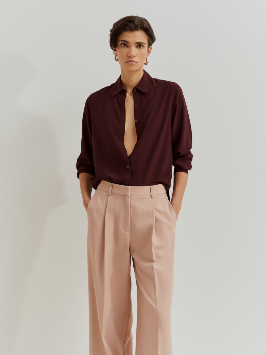 Camisa de cor sólida em rayon