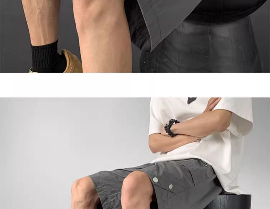 emeisa - Effen shorts met trekkoord en drukknopen